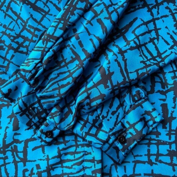 Vintage Les Modes JMS Abstract Check Print Button Down Blouse - Picture 9 of 13